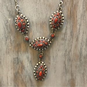 Coral Sterling Silver Necklace Nepal